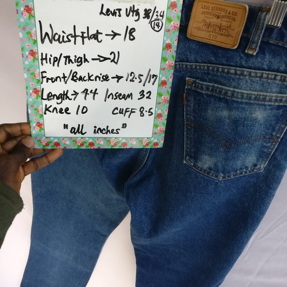 Classic Straight Leg jean Vintage Levis 619 Highrise perfectly Aged denim size14 - Picture 11 of 11